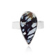 Anello in argento con Legno di Palma Pietrificato