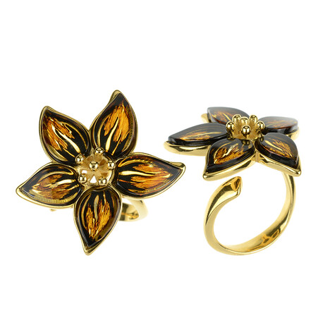 Zilveren ring met Baltische barnsteen (dagen)