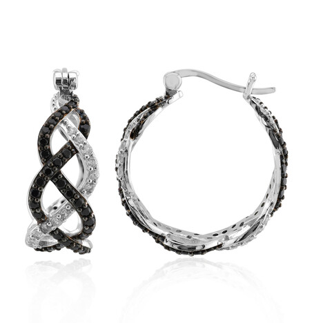 Black Spinel Silver Earrings