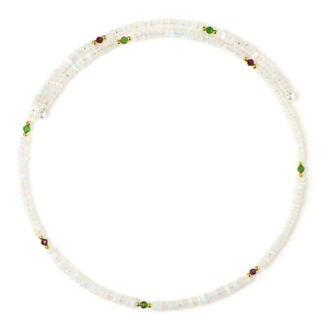 Collar al cuello en acero con Ópalo de Welo (Riya)