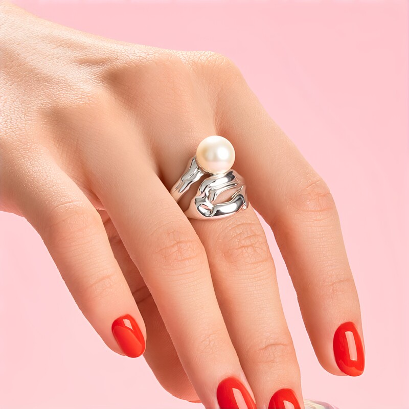 Anillo en plata con Perla blanca Freshwater