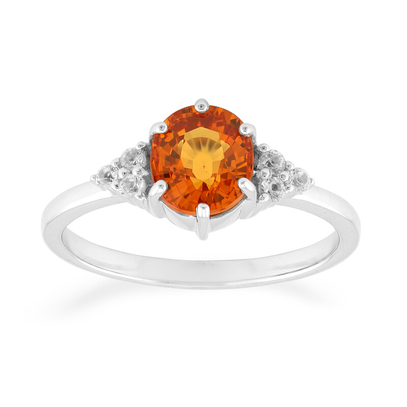 Bague en or blanc saphir orange, Thaïlande