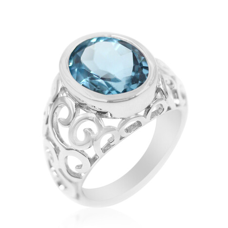 Anillo en plata con Topacio azul cielo