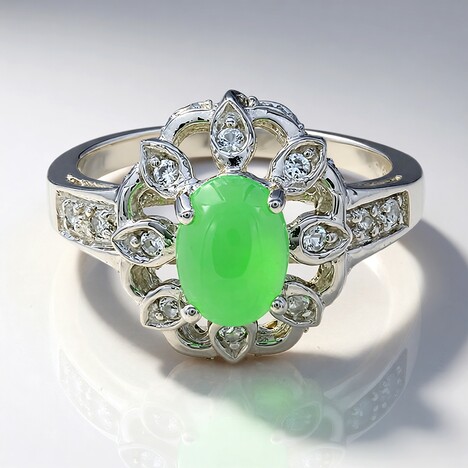 Anello in argento con Crisoprasio Imperiale