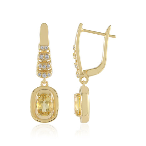 Zilveren oorbellen met gele berillstenen