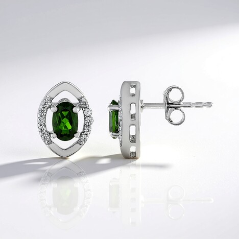 Orecchini in argento con Diopside Russo