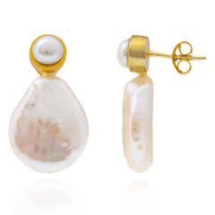 Boucles d'oreilles en argent et Perle de culture d'eau douce (Joias do Paraíso)