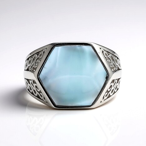 Bague en argent et Larimar
