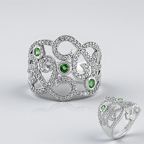 Bague en argent et Tsavorite de Tanzanie (de Melo)