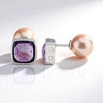 Orecchini in argento con Perla Ming Porpora (TPC)
