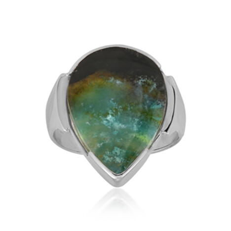 Anillo en plata con Ópalo de madera de Garut (Bali Barong)