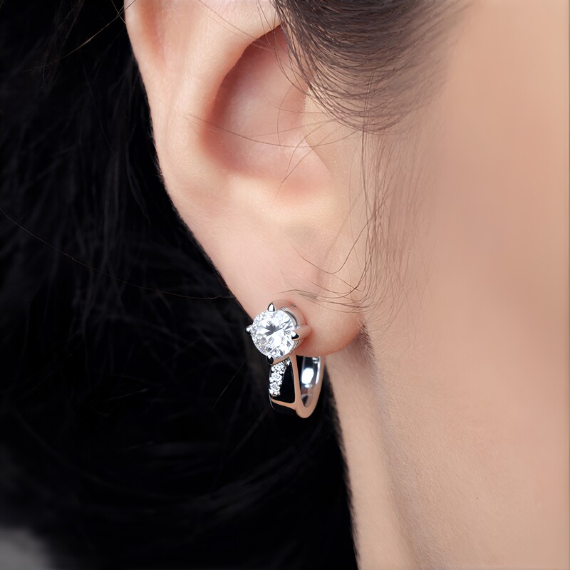 Pendientes en plata con Cuarzo blanco