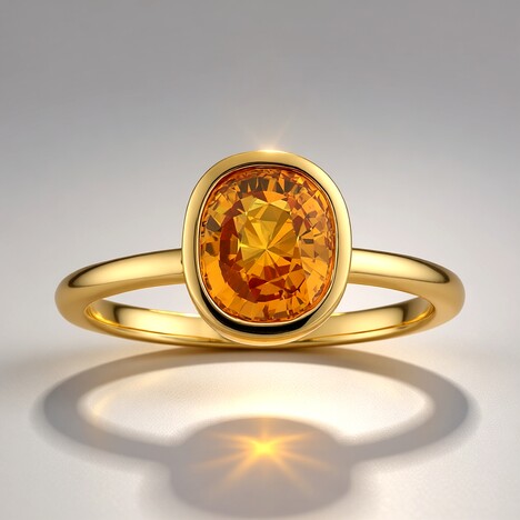 Anello in oro con Zaffiro Arancione Ban Ka Cha