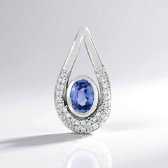 Ciondolo in argento con Zaffiro Ceylon Blu