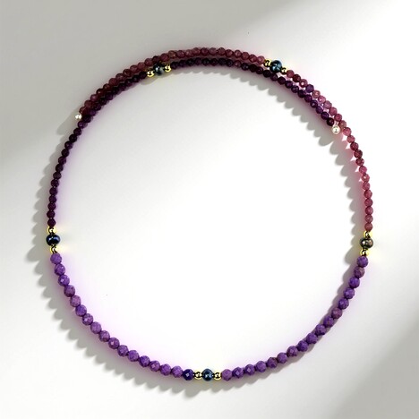 Collana rigida in acciaio con Rubino Mozambico (Riya)