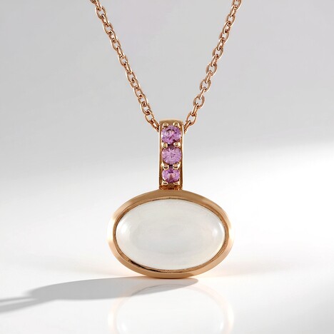Collana in argento con Pietra di Luna Bianca (KM by Juwelo)