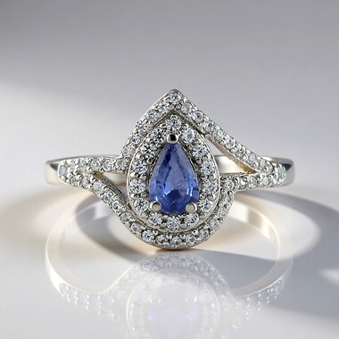 Nicht erhitzter Blauer Ceylon-Saphir-Silberring