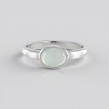 Bague en argent et Calcédoine d'eau