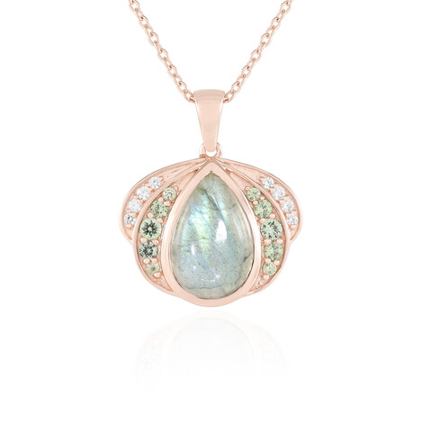 Zilveren halsketting met een Groene Minary Labradoriet (KM by Juwelo)