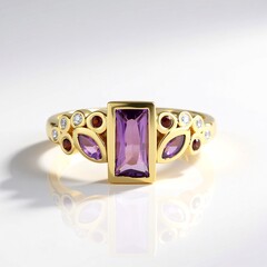 Anello in argento con Ametista Zambiana