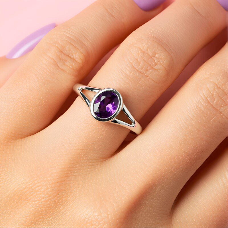 Bague en argent et Améthyste du Maroc