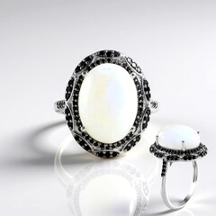 Anello in argento con Pietra di Luna Arcobaleno