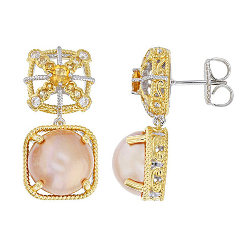Goldene Mabe-Perlen-Silberohrringe (Gems en Vogue)