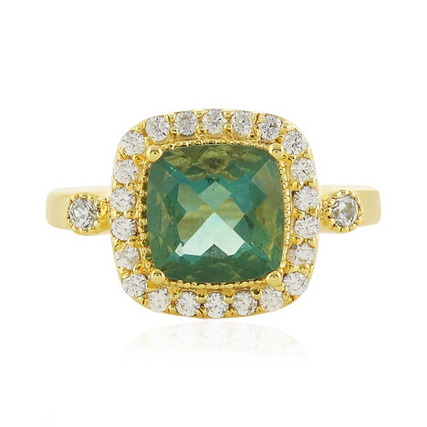 Anillo en plata con Fluorita tono petróleo de Bélgica