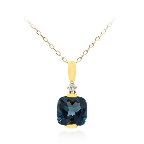 Londonblauer Topas-Goldhalskette