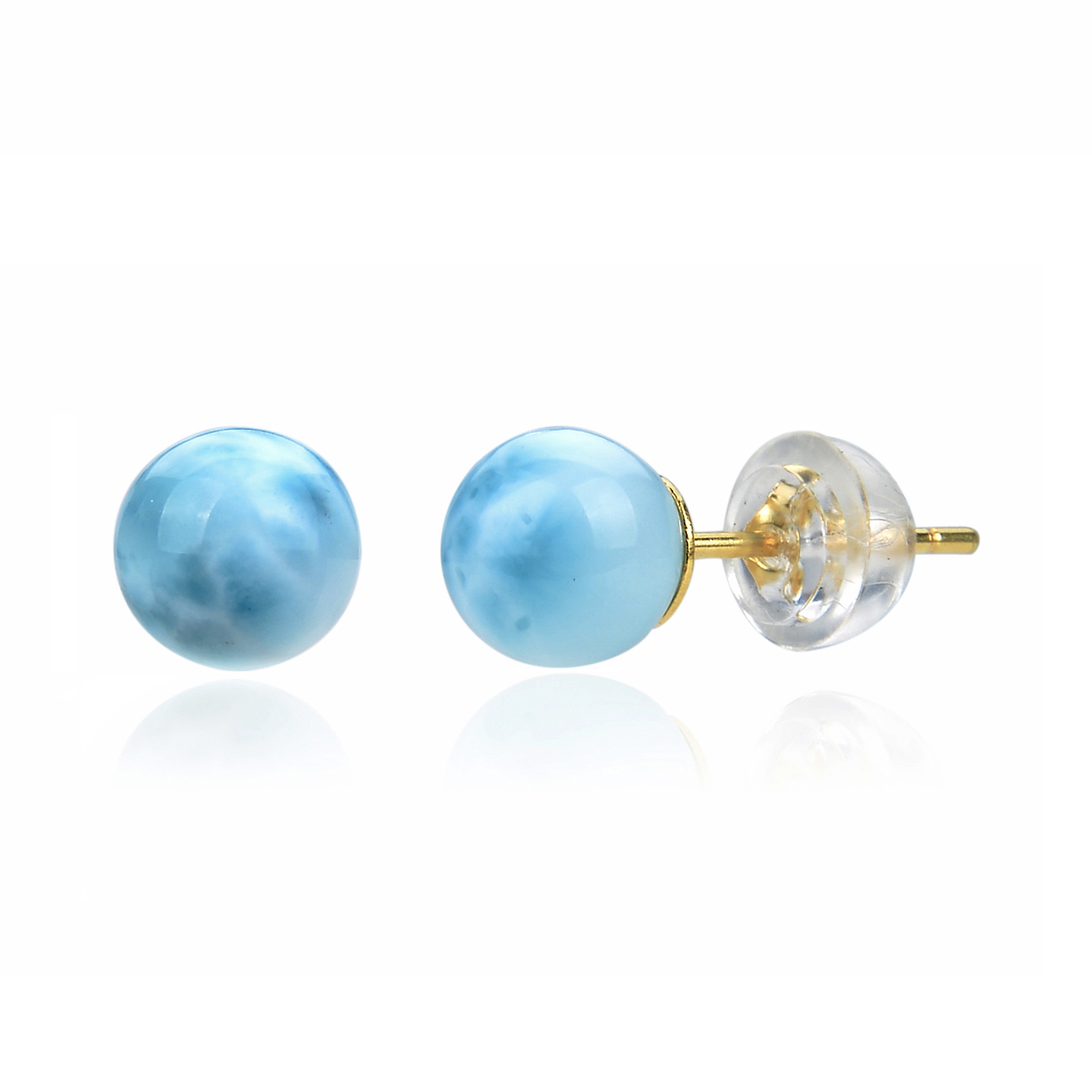 Boucles D'Oreilles Clou En Argent 925 Avec Pierre Bleue Ciel Synthétique - Neuf Sans Boîte