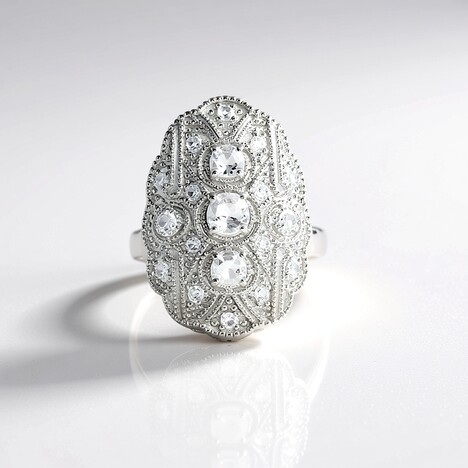 Bague en argent et Topaze blanche