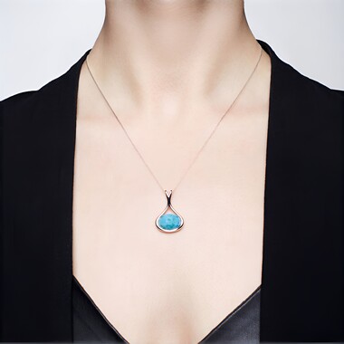Zawieszka ze srebra rodowanego - Larimar