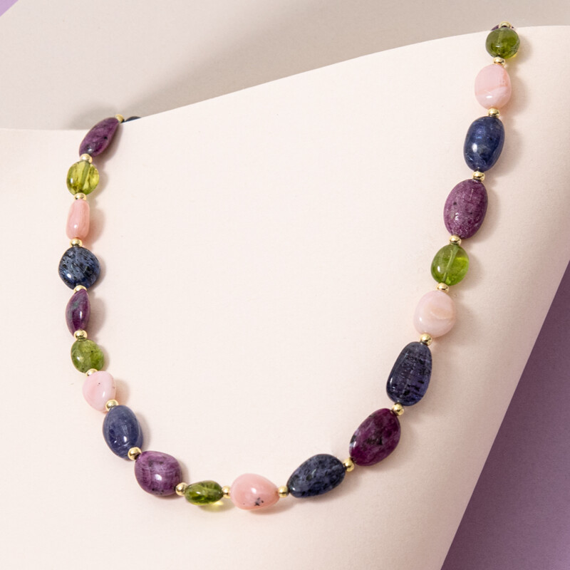 Collana in argento con Opale Rosa (Riya)