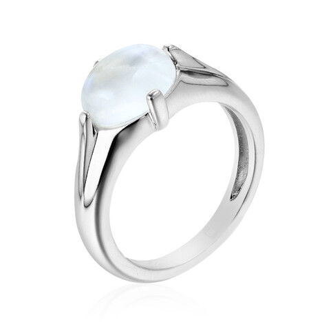 Anello in argento con Pietra di Luna Arcobaleno della Tanzania