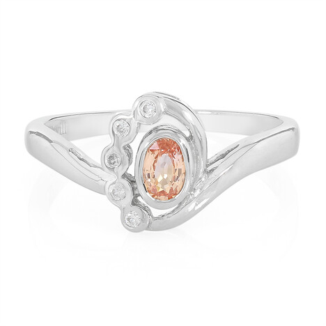Zilveren ring met een Padparadscha saffier