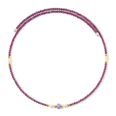 Collar al cuello en acero con Cuarzo azul