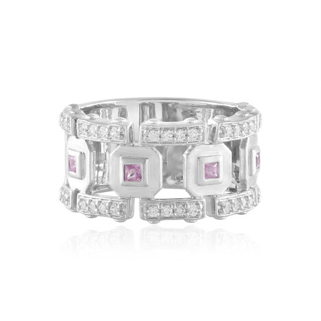 Pinkfarbener Saphir-Silberring