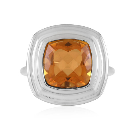 Orange Quartz Silver Ring
