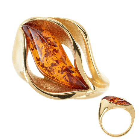 Anillo en plata con Ámbar báltico cognac (dagen)