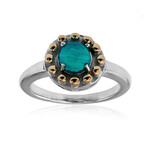 Äthiopischer Blauer Opal-Silberring mit Gold (Granulieren)