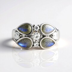 Anello in argento con Labradorite Blu Maniry (KM by Juwelo)