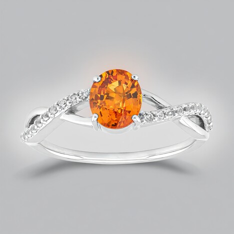 Anello in oro con Zaffiro Arancione Ban Ka Cha