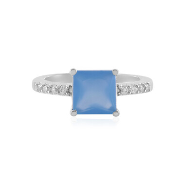 Blauer Chalzedon-Silberring
