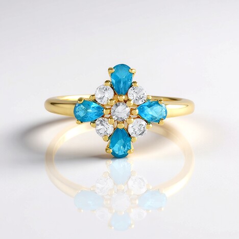 Anello in argento con Apatite Blu Neon