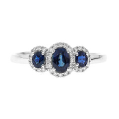 Anillo en oro con Zafiro azul Ceylon