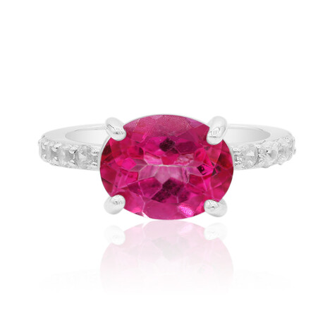 Pinkfarbener Topas-Silberring