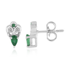 Boucles d'oreilles en argent et Emeraude de Zambie