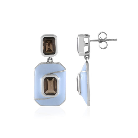 Pendientes en plata con Cuarzo ahumado (Adela Silber)