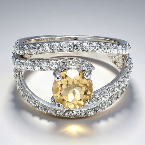 Anello in argento con Quarzo Champagne