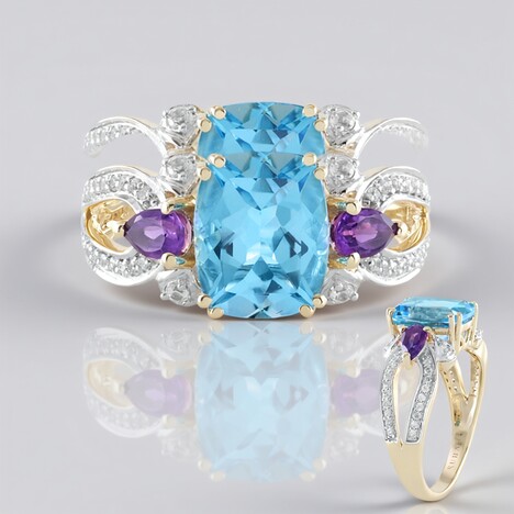 Anello in oro con Topazio Blu Svizzero (SUHANA)